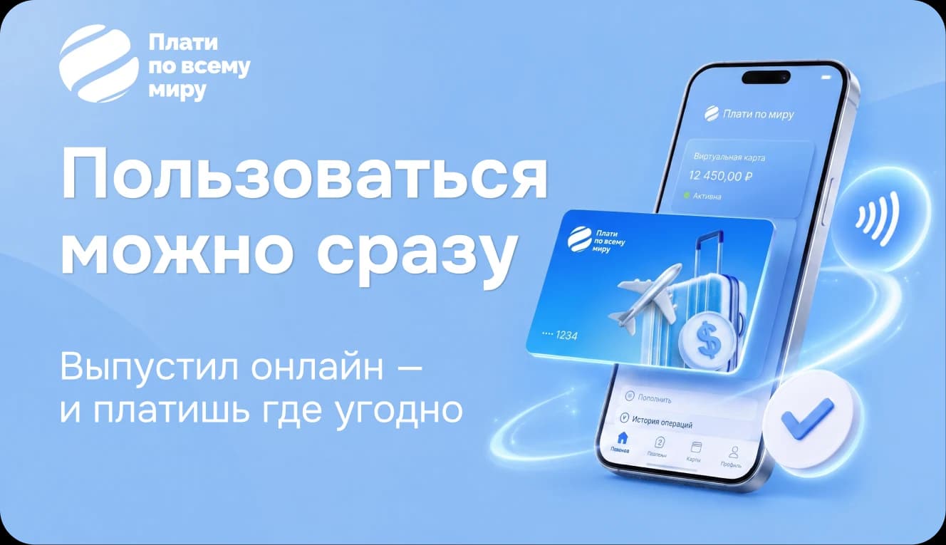 Плати по всему миру — виртуальная карта: выпустил онлайн и платишь где угодно