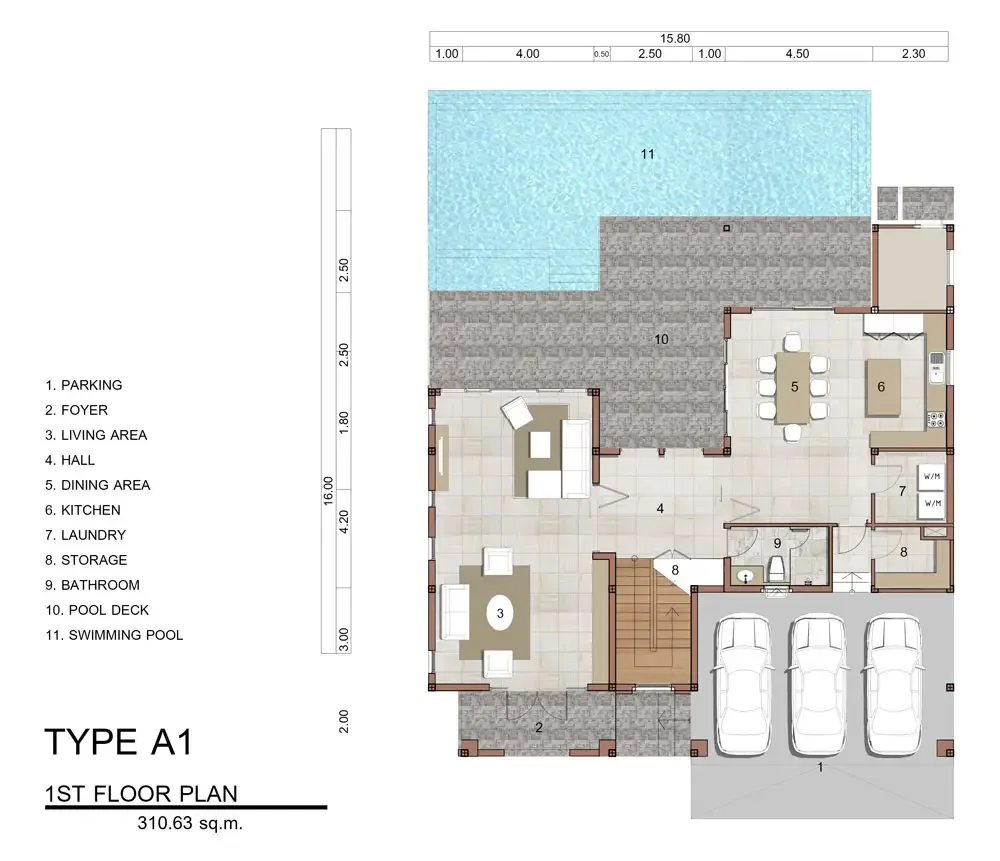 Планировка «Тип A1 — 3 спальни, дом 485 м²», Above Elements Villas