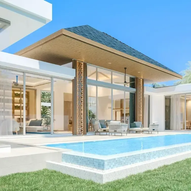 Вилла с тайской крышей и переливным бассейном в посёлке Aileen Villas Layan, Пхукет