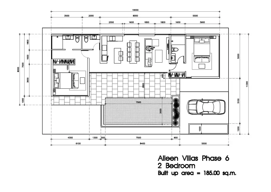 Планировка «2 спальни, дом 180 м², 3 ванные», Aileen Villas Phase 6