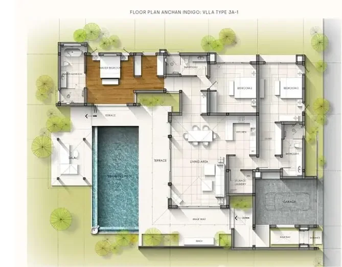 Планировка «3 спальни, дом 354–362 м²», Anchan Indigo