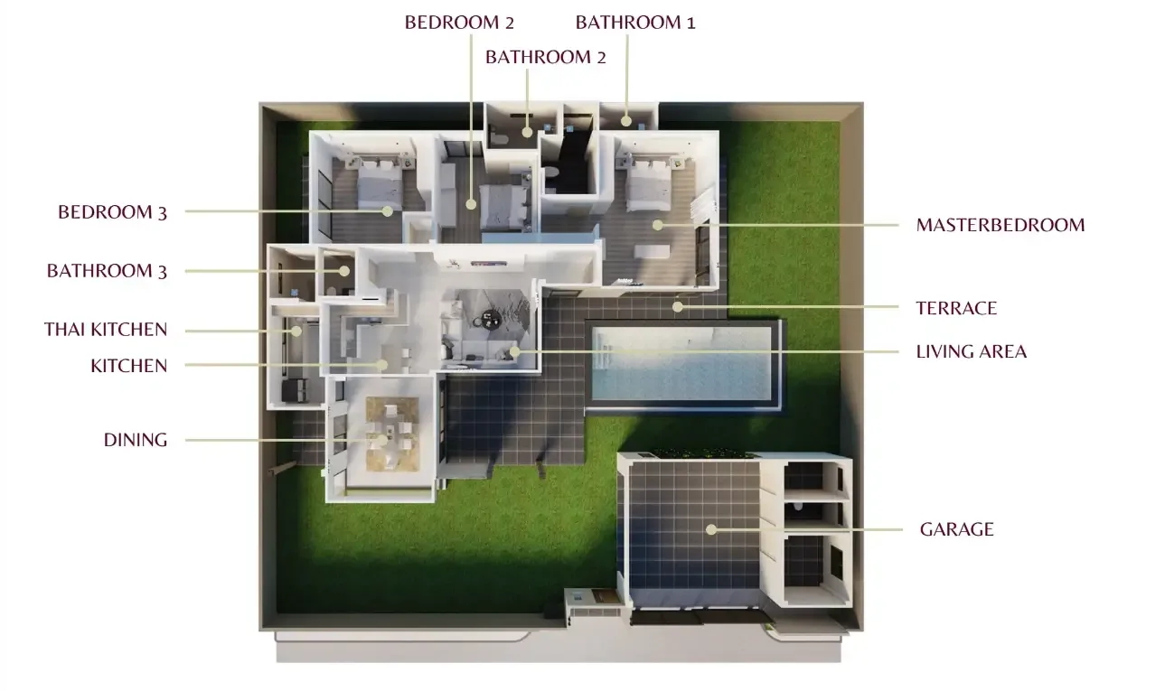 Планировка «ASCENT 125 — 3 спальни, дом 273 м²», Ascent by Baan Pattaya