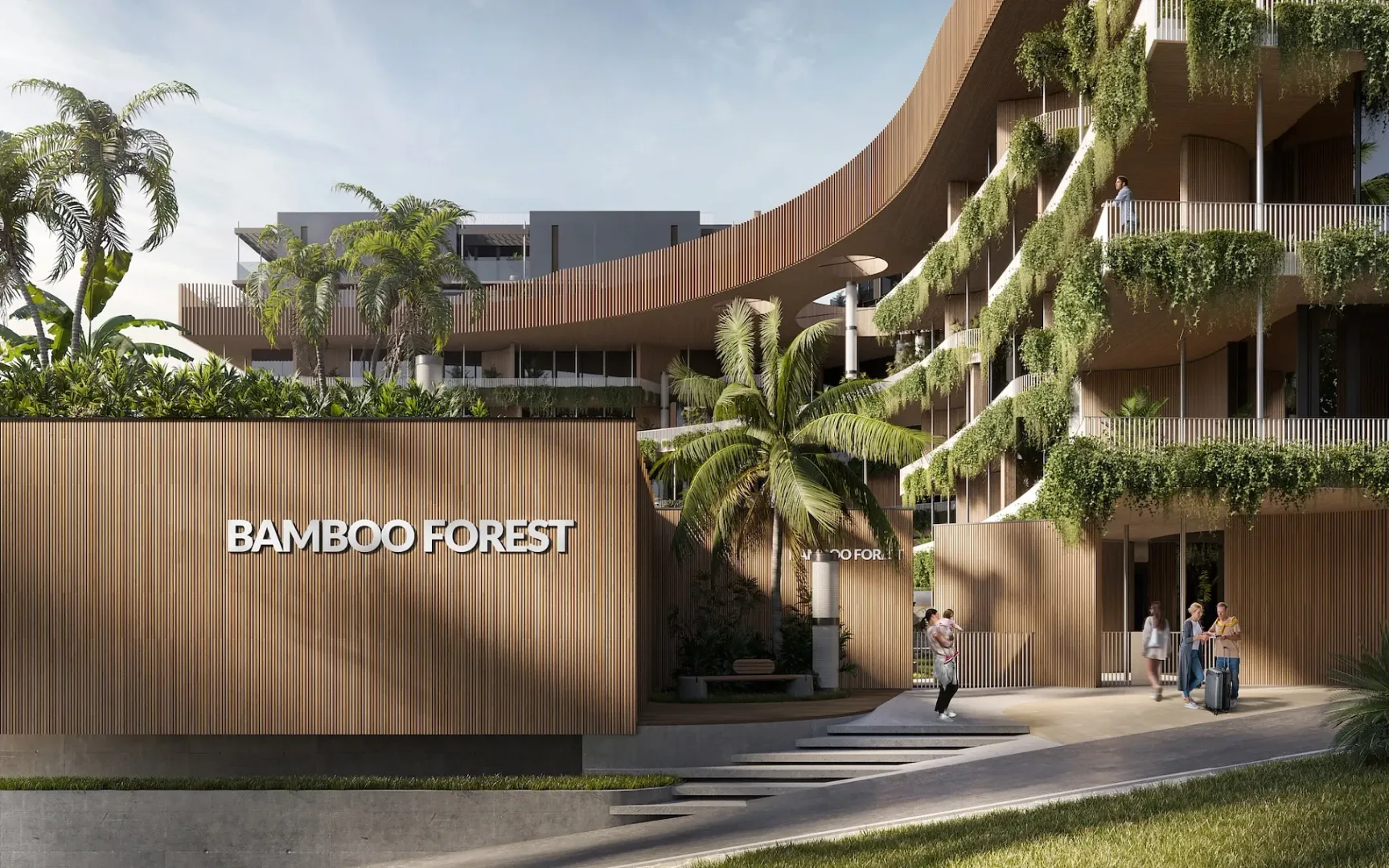 Входная группа с вывеской и деревянным фасадом, Bamboo Forest, Банг-Тао, Пхукет