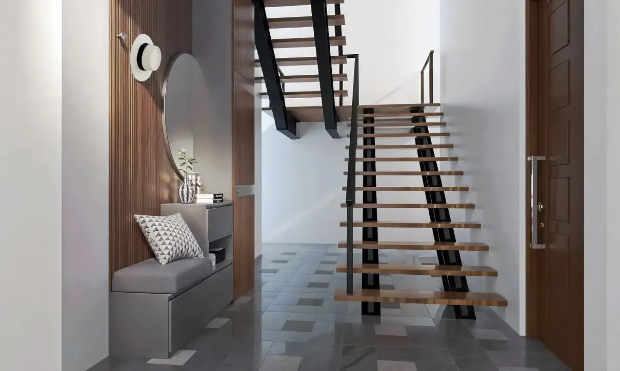 Холл с консольной лестницей на второй этаж виллы Bamboo Luxury Villa, Хуай-Яй, Паттайя