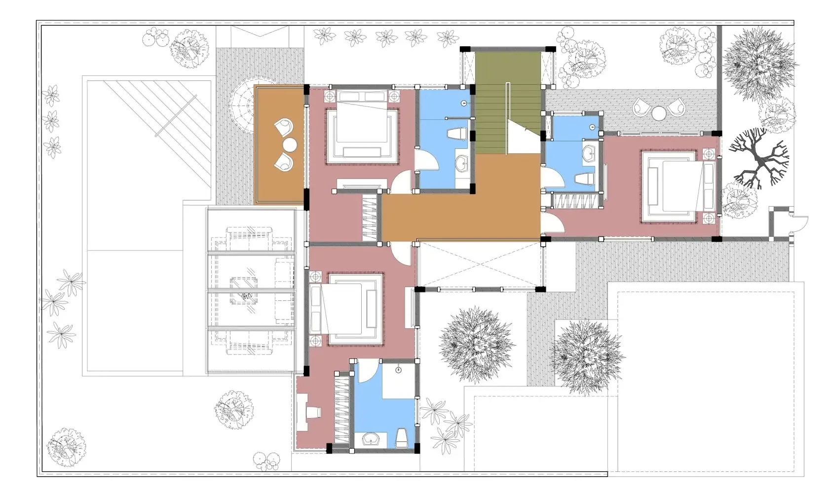 Планировка «4 спальни, участок 540 м²», Bamboo Luxury Villa
