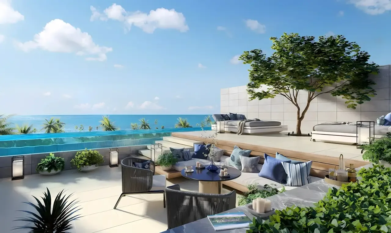 Терраса на крыше с бассейном, лаунж-зоной и видом на Андаманское море, Banyan Tree Grand Residence, Банг-Тао