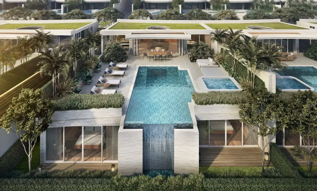 Крыши резиденций с личными бассейнами и зелёными террасами, Banyan Tree Grand Residence, Банг-Тао, Пхукет