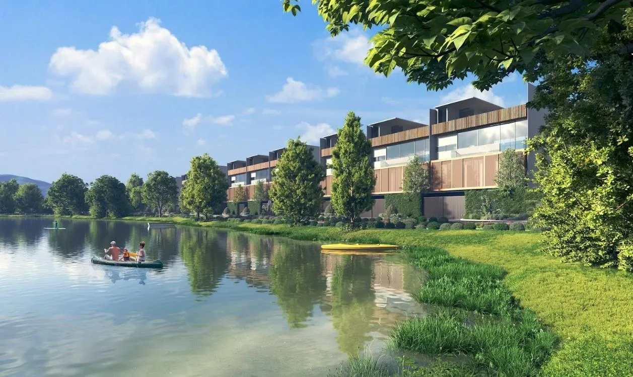 Озеро Лагуна и фасады посёлка Banyan Tree Grand Residence Beach Terraces с воды, Банг-Тао, Пхукет