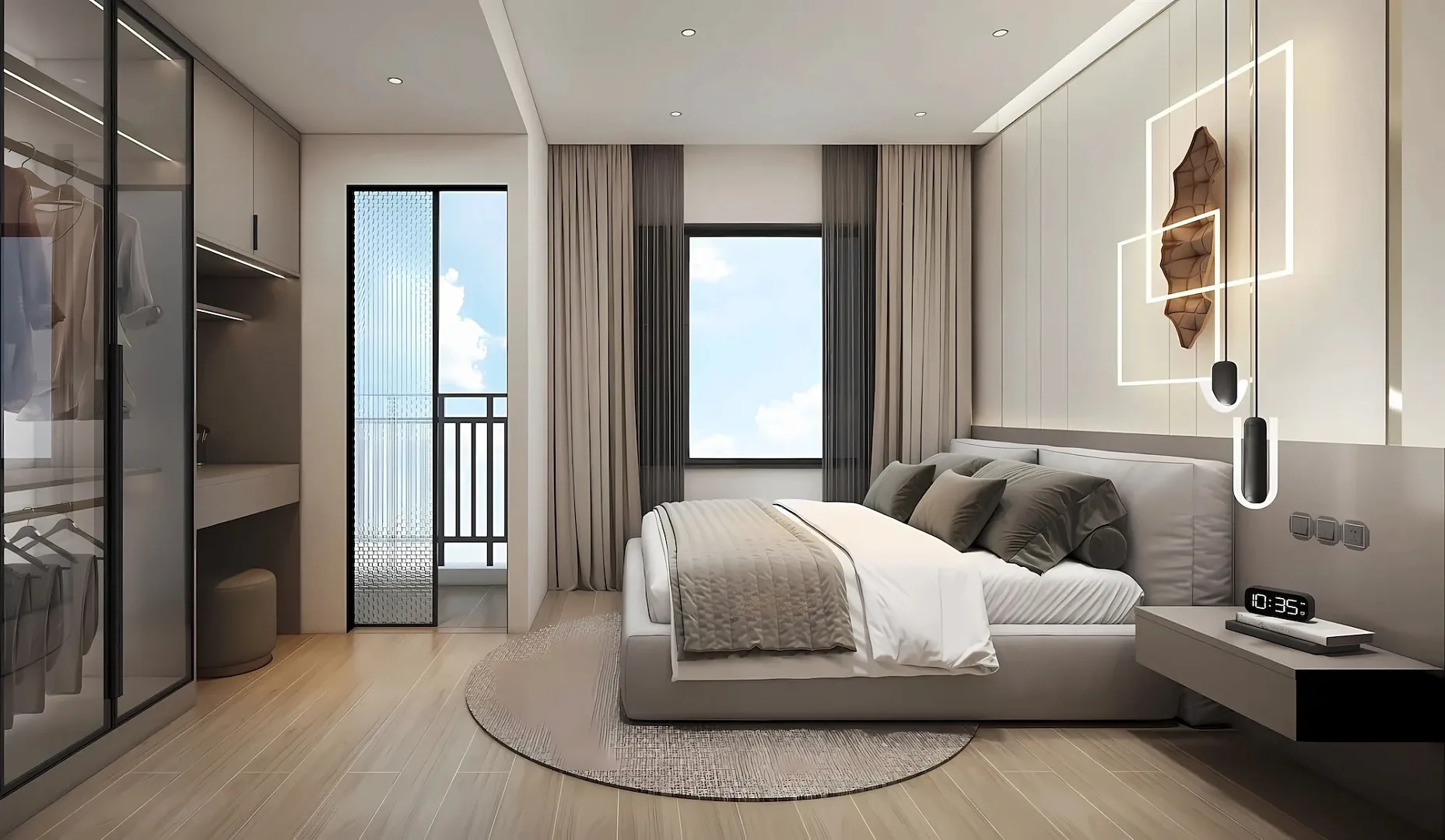 Спальня с выходом на балкон и встроенным шкафом, Capri Residence, Банг-Тао, Пхукет