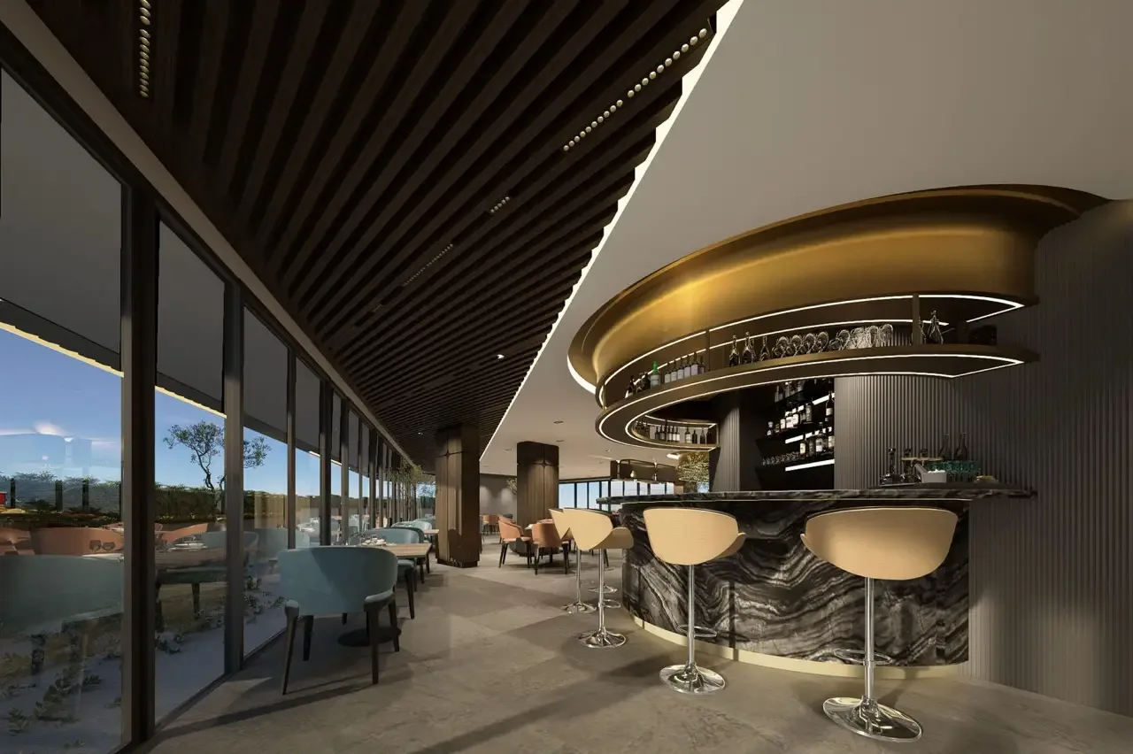 Лобби-бар CityGate De Phuket с барной стойкой и видом на террасу, Камала, Пхукет