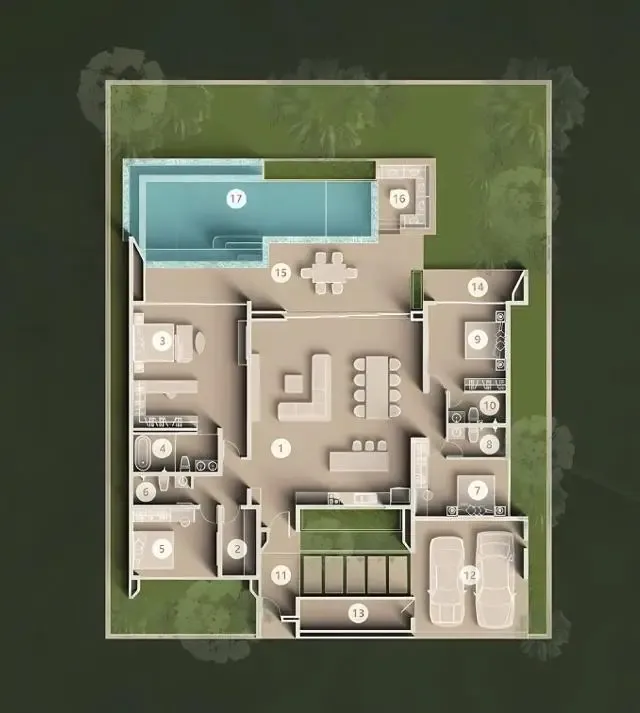Планировка «4 спальни, дом 343 м²», Clover Residence