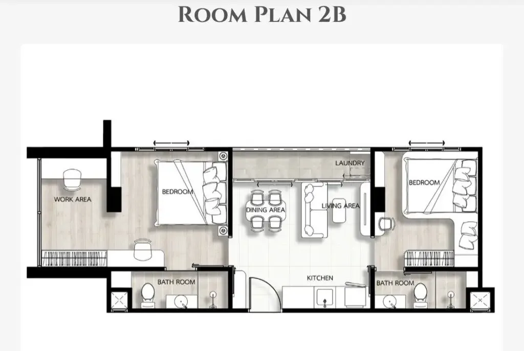 Планировка «2 спальни (47 м²)», Fantasea Condo Kamala