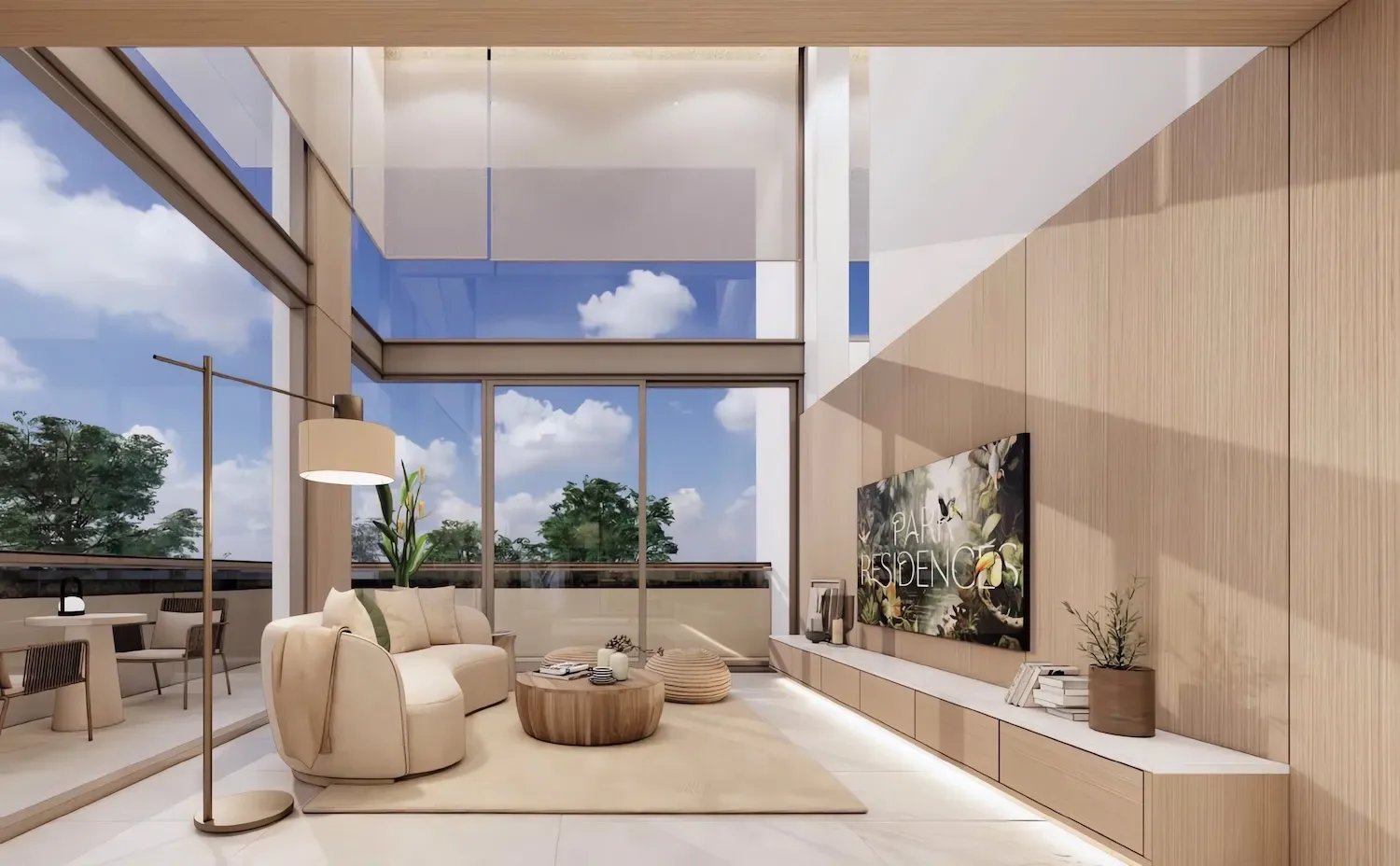 Двусветная гостиная пентхауса с панорамным остеклением, Gardens of Eden Park Residence, Банг-Тао, Пхукет