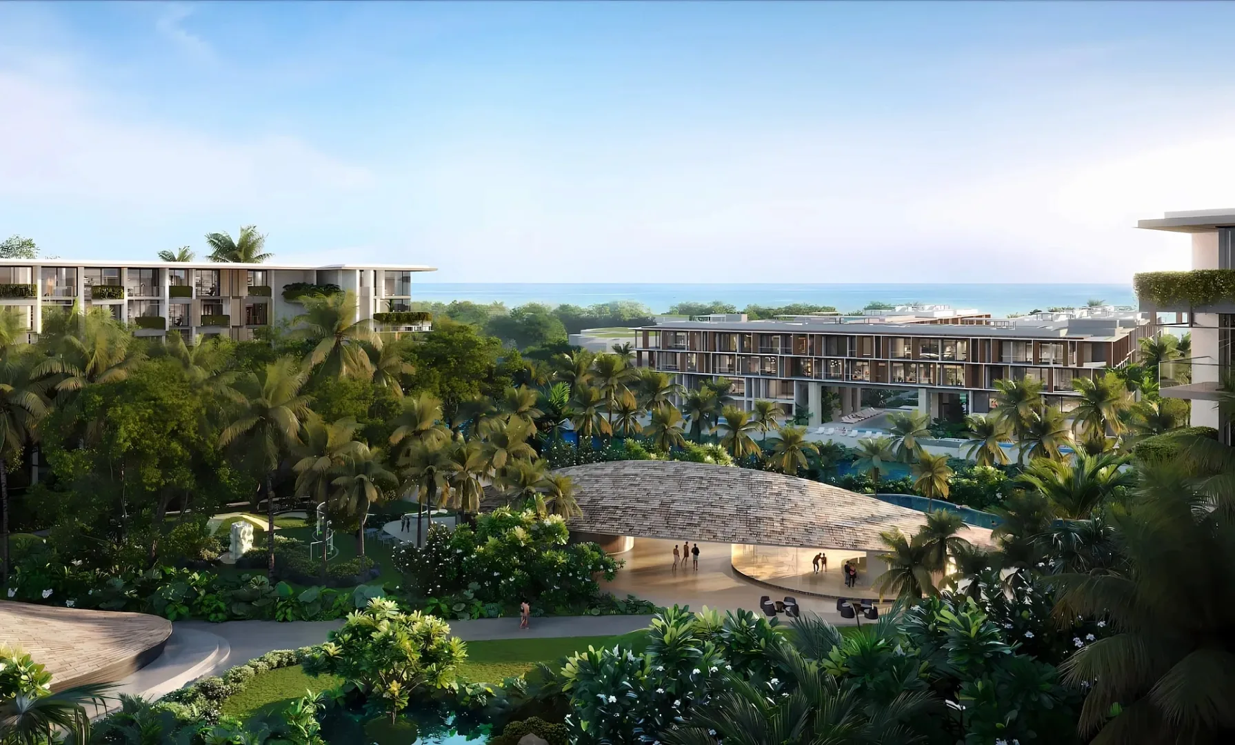 Фасады семиэтажных корпусов с видом в сторону моря, Gardens of Eden Park Residence, Банг-Тао, Пхукет
