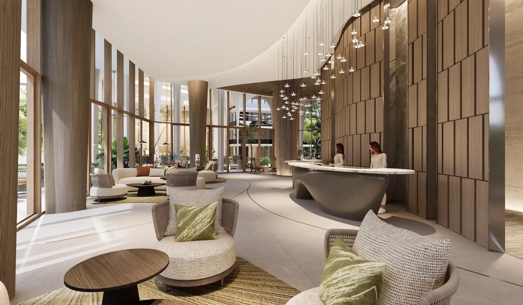 Лобби с ресепшен и мягкой мебелью в кондоминиуме Garrya Residences, Банг-Тао, Пхукет