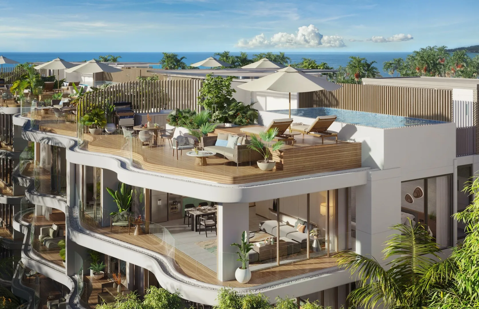 Терраса пентхауса с приватным бассейном в Garrya Residences, Банг-Тао, Пхукет