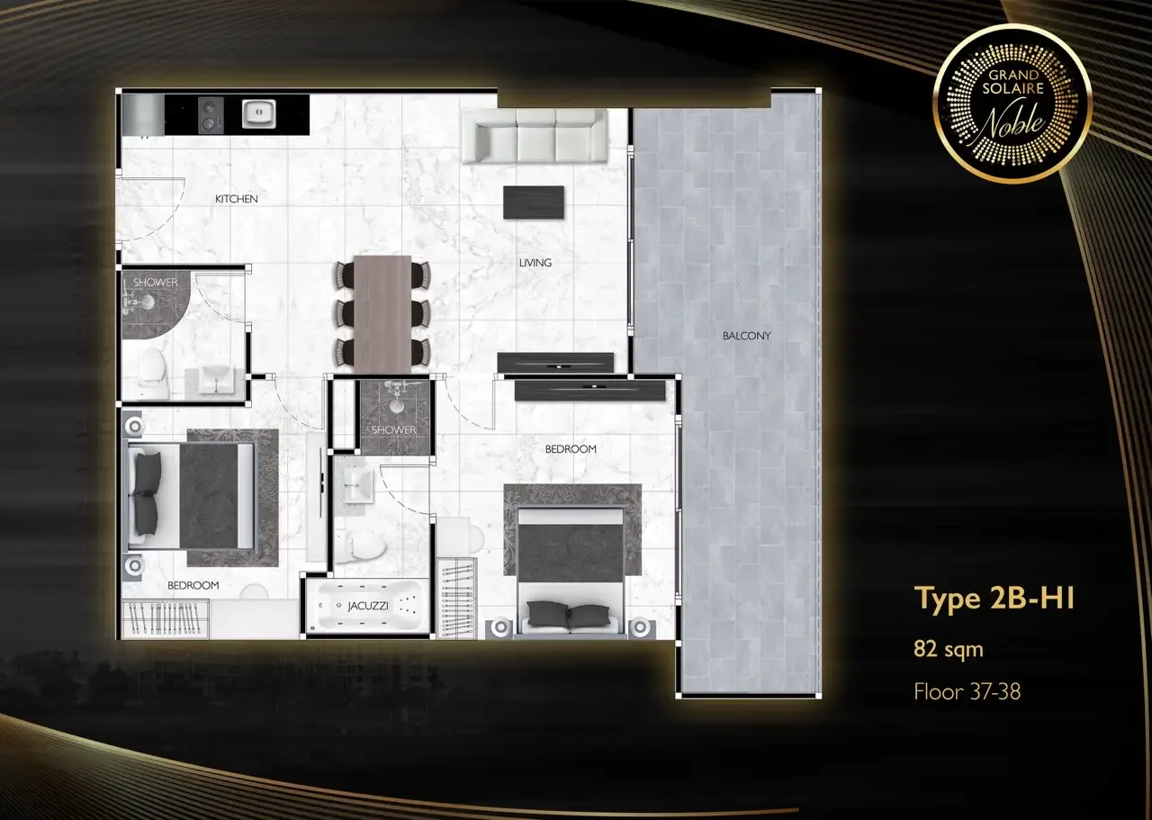 Планировка «2 спальни Big», Grand Solaire Noble