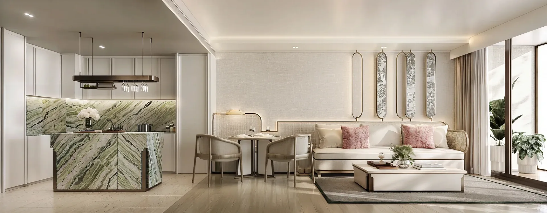 Кухня с мраморным островом и обеденной зоной в квартире InterContinental Kamala, Камала, Пхукет