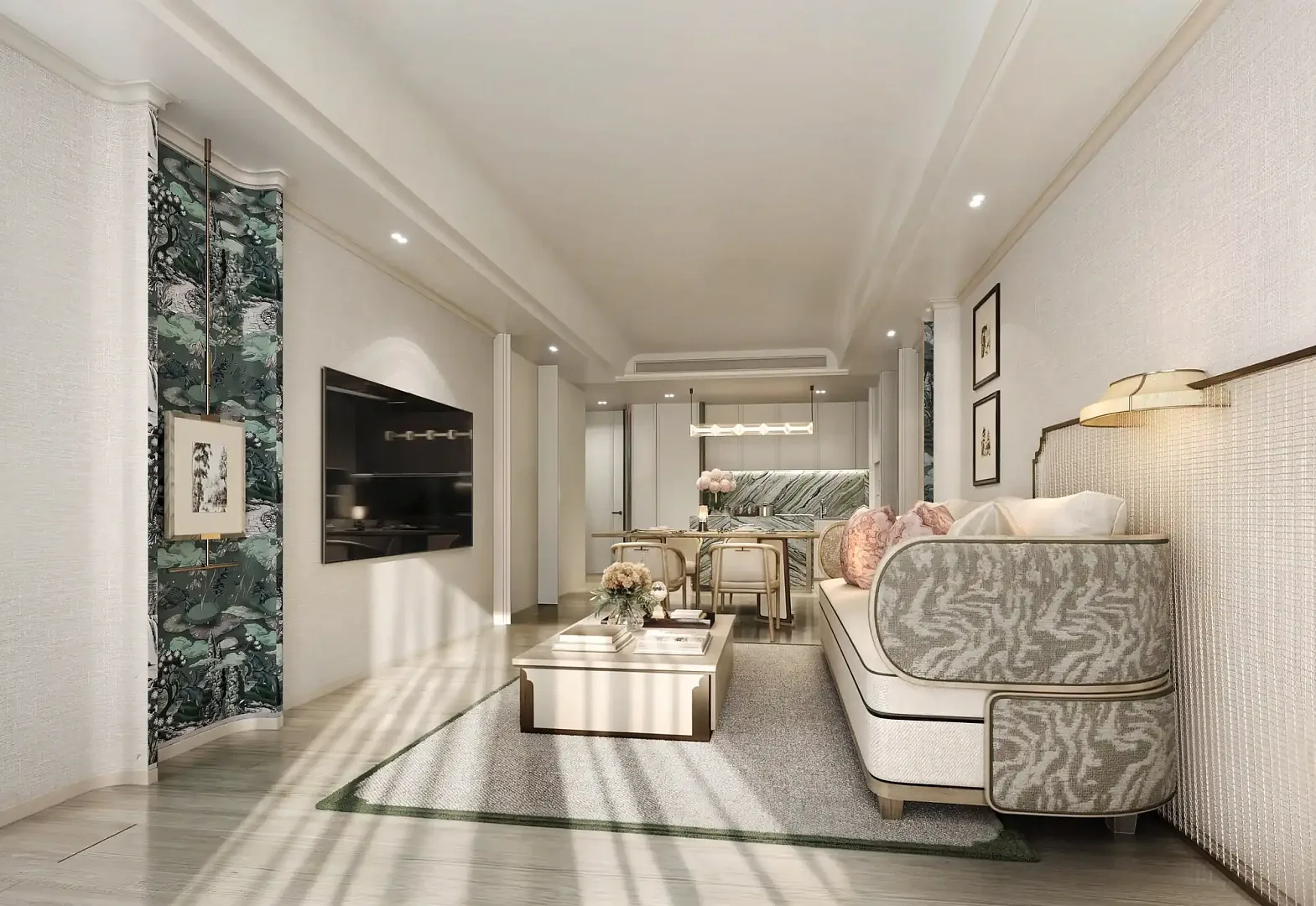 Гостиная с диваном, панно и выходом на балкон в резиденции InterContinental Kamala, Пхукет