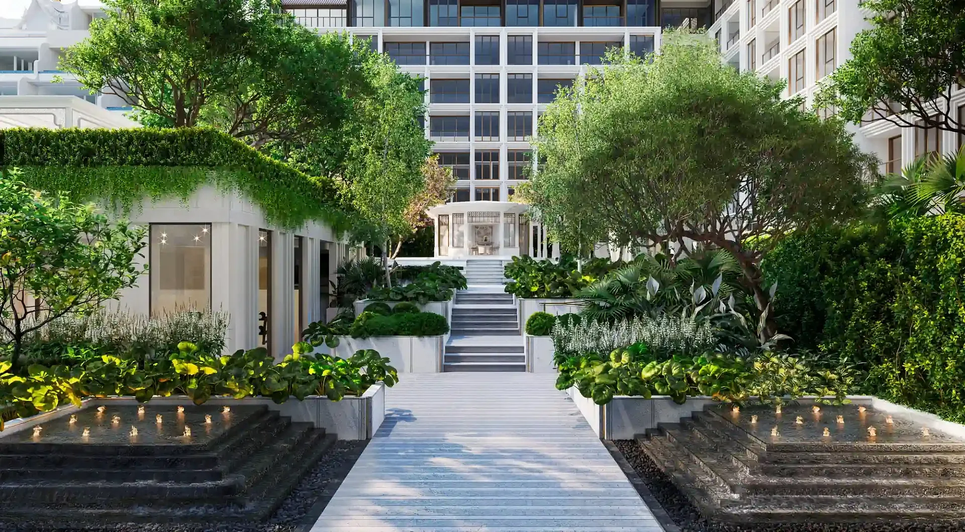 Ландшафтный сад и лестница ко входу в корпус InterContinental Kamala, Камала, Пхукет