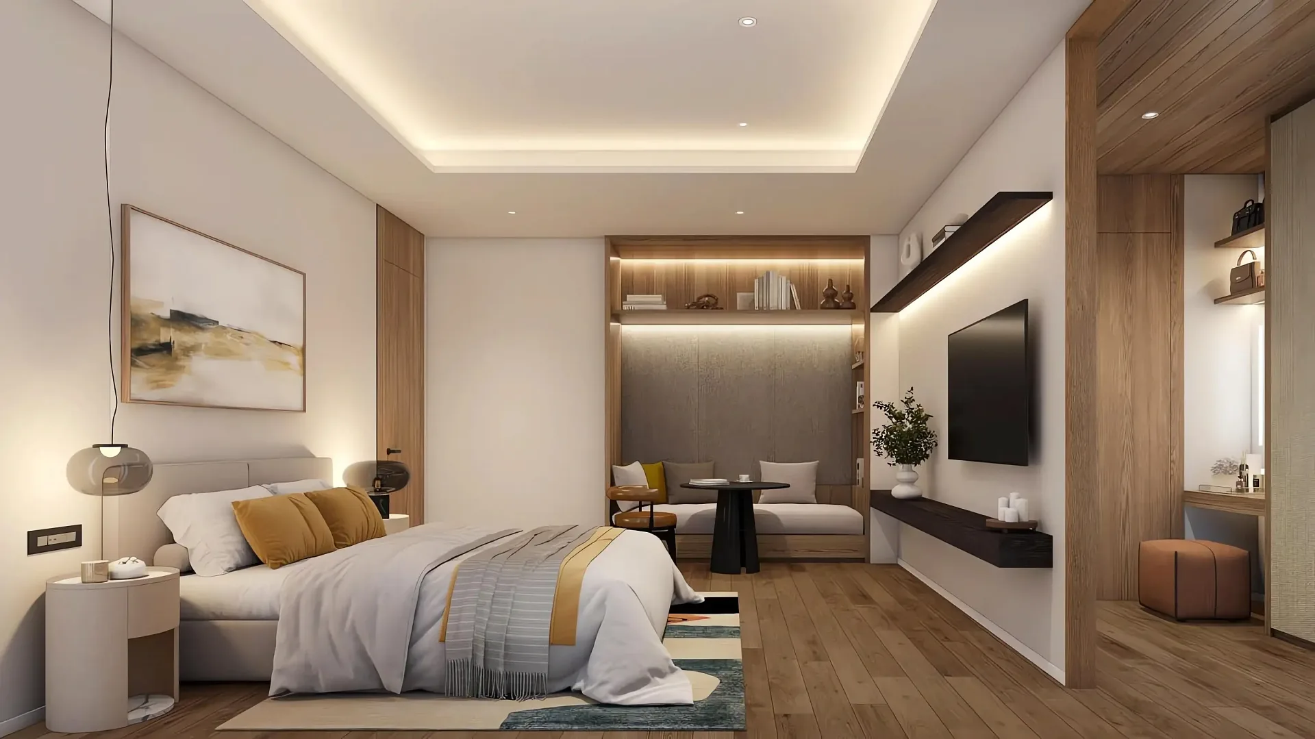Мастер-спальня виллы Luxury Vista Villa с кроватью king size и телевизором, Паттайя
