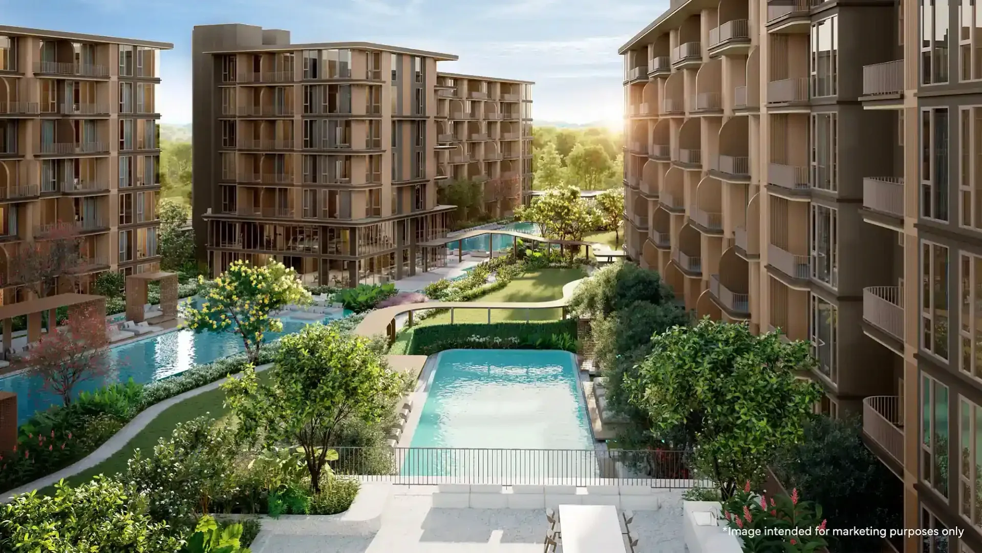 Лагунный бассейн между корпусами и тропическое озеленение, PEYLAA Phuket, Банг-Тао, Пхукет