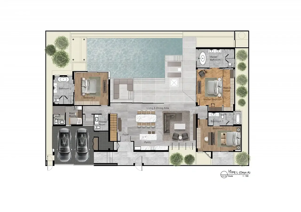 Планировка «Onyx A (Type L) — 3 спальни, 557 м²», Poetry Villas
