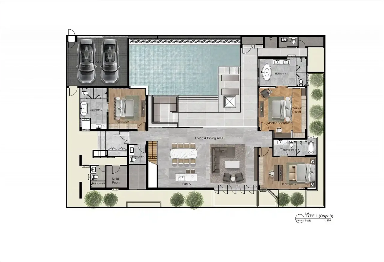 Планировка «Onyx B (Type L) — 3 спальни, 561 м²», Poetry Villas