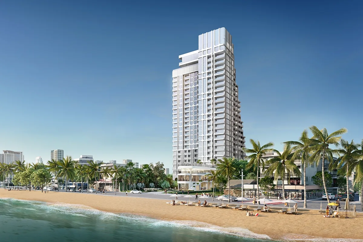 Фасад ЖК PTY Residence Sai 1 на набережной, вид днём, Центральная Паттайя