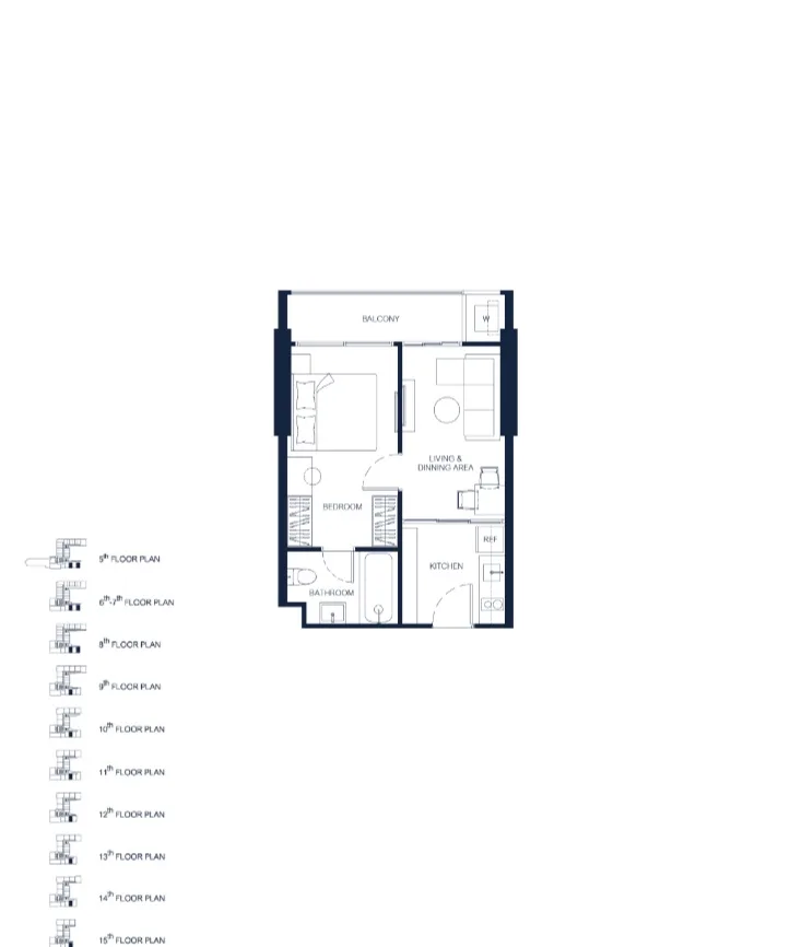 Планировка «1 спальня Plus», PTY Residence Sai 1
