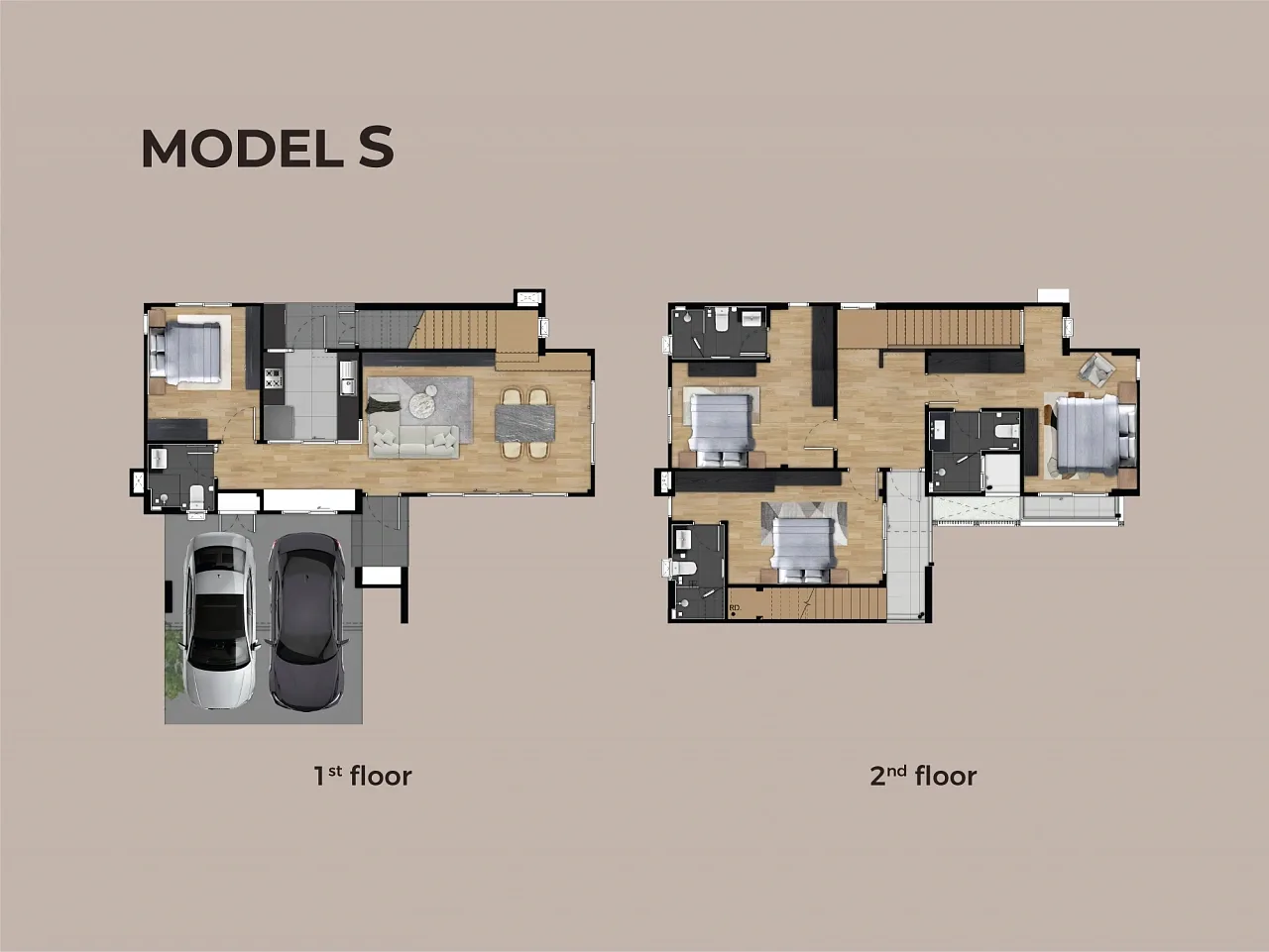 Планировка «Модель S (PIET), 4 спальни, участок ≈262 м²», PYCHE Villa Pattaya