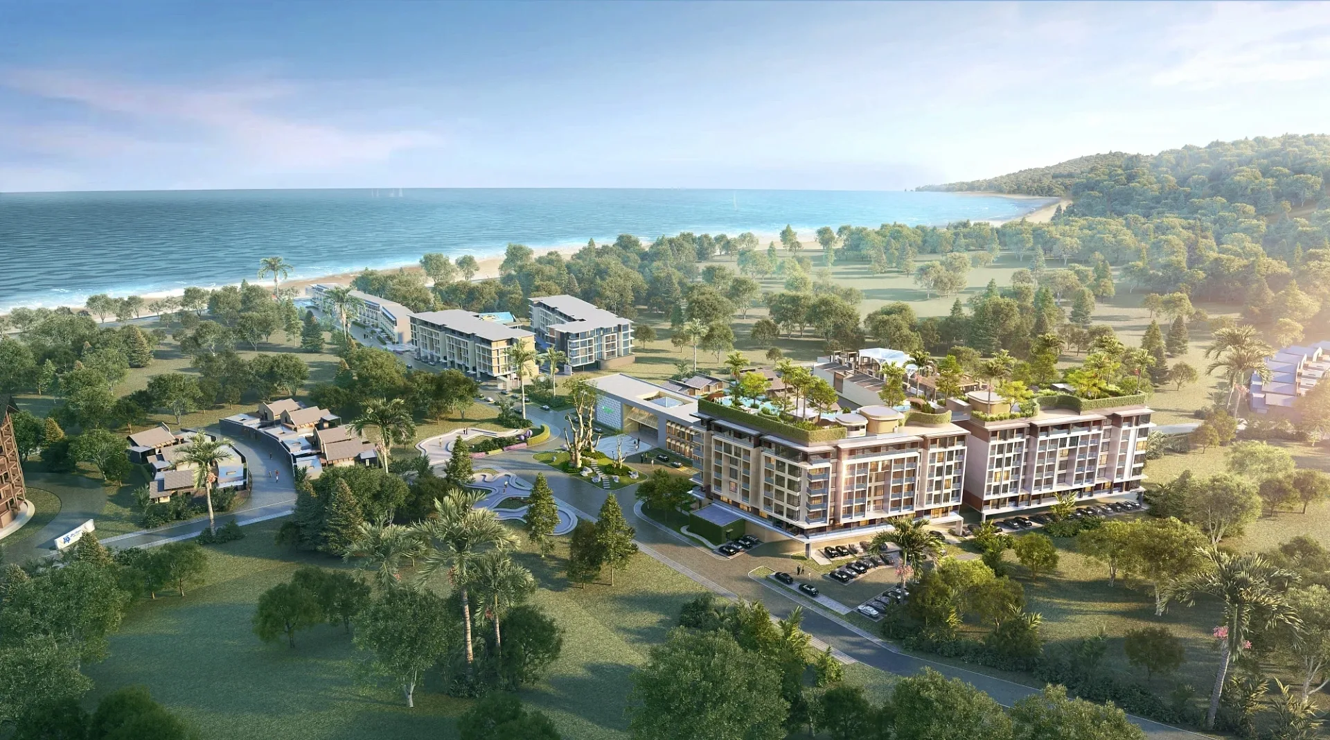 Панорама побережья Най-Тон и территория комплекса Sea Heaven с высоты, Пхукет