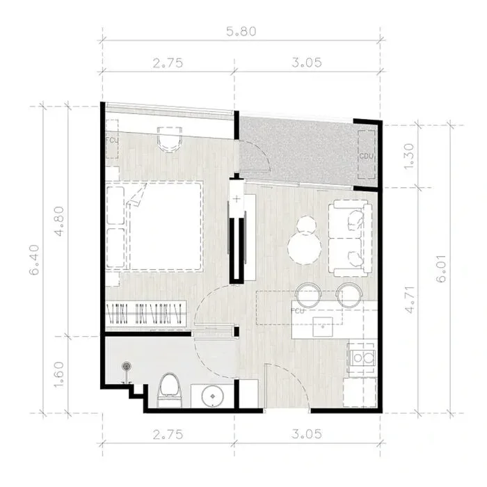 Планировка «1 спальня, 34 м²», Secret Garden