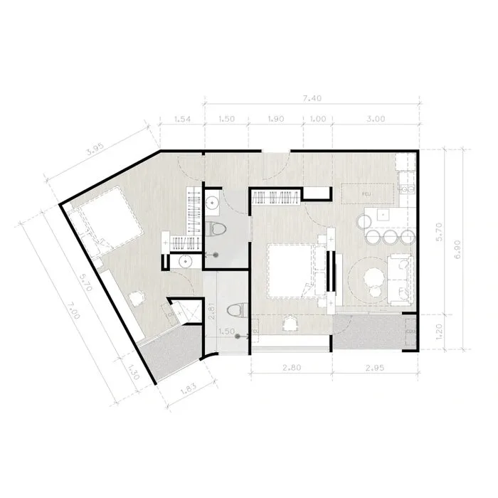 Планировка «2 спальни, 77 м²», Secret Garden