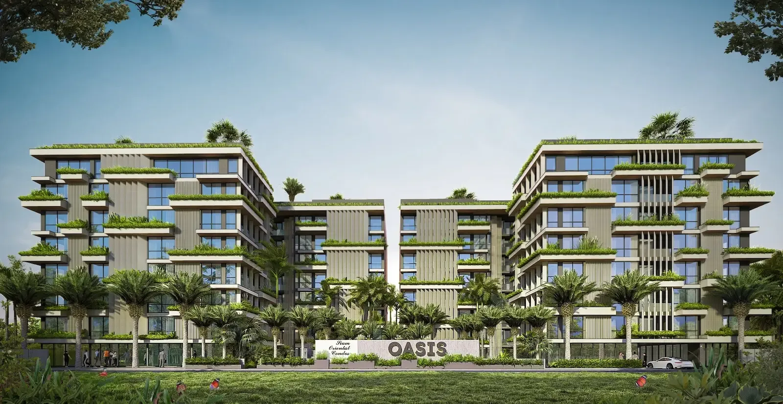 Фасад ЖК Siam Oriental Oasis с озеленёнными террасами, Пратумнак