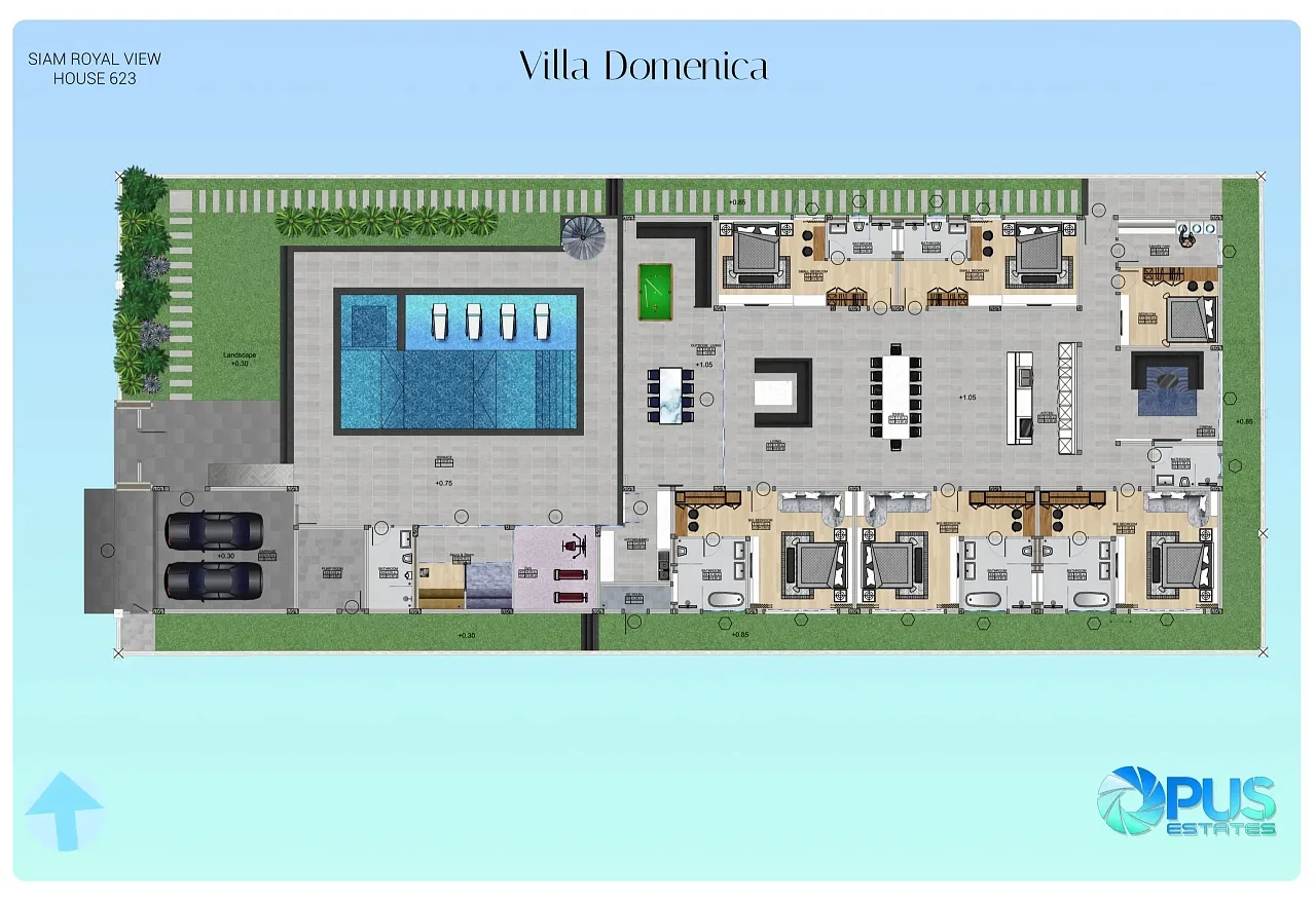Планировка «Villa Domenica — 6 спален, участок 1050 м²», Siam Royal View — Villa Domenica