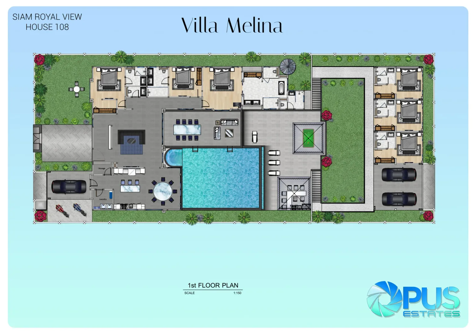 Планировка «Villa Melina: 6 спален, участок 1050 м²», Siam Royal View — Villa Melina