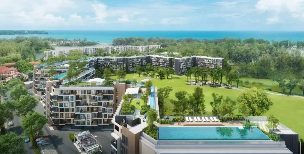 Rooftop-бассейн с шезлонгами на крыше корпуса Skypark Celeste, Банг-Тао, Пхукет
