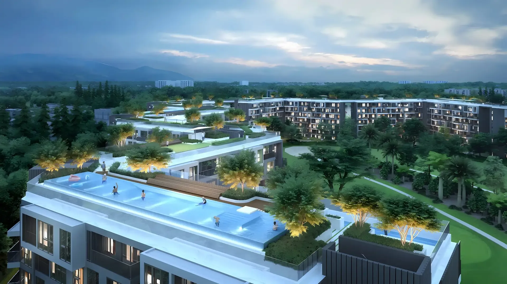 Терраса на крыше Skypark Celeste на закате, Лагуна, Банг-Тао, Пхукет