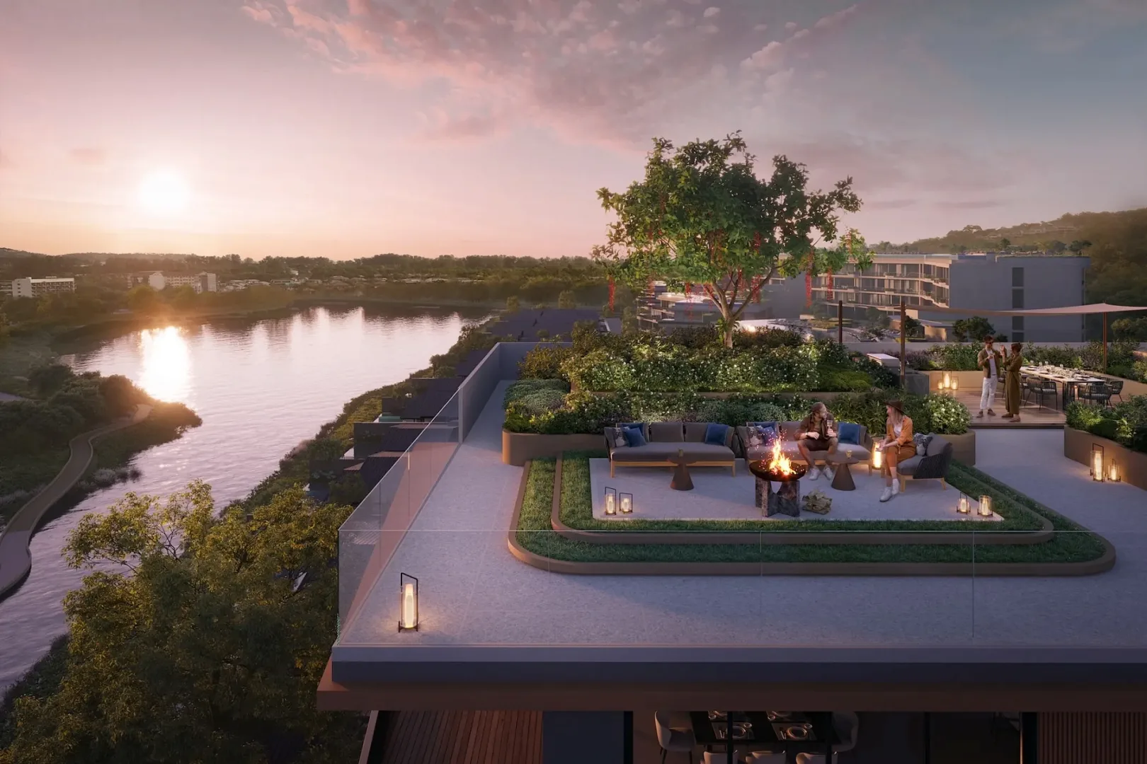 Терраса на крыше с зоной отдыха и видом на озёра Laguna, Skypark Elara, Банг-Тао, Пхукет
