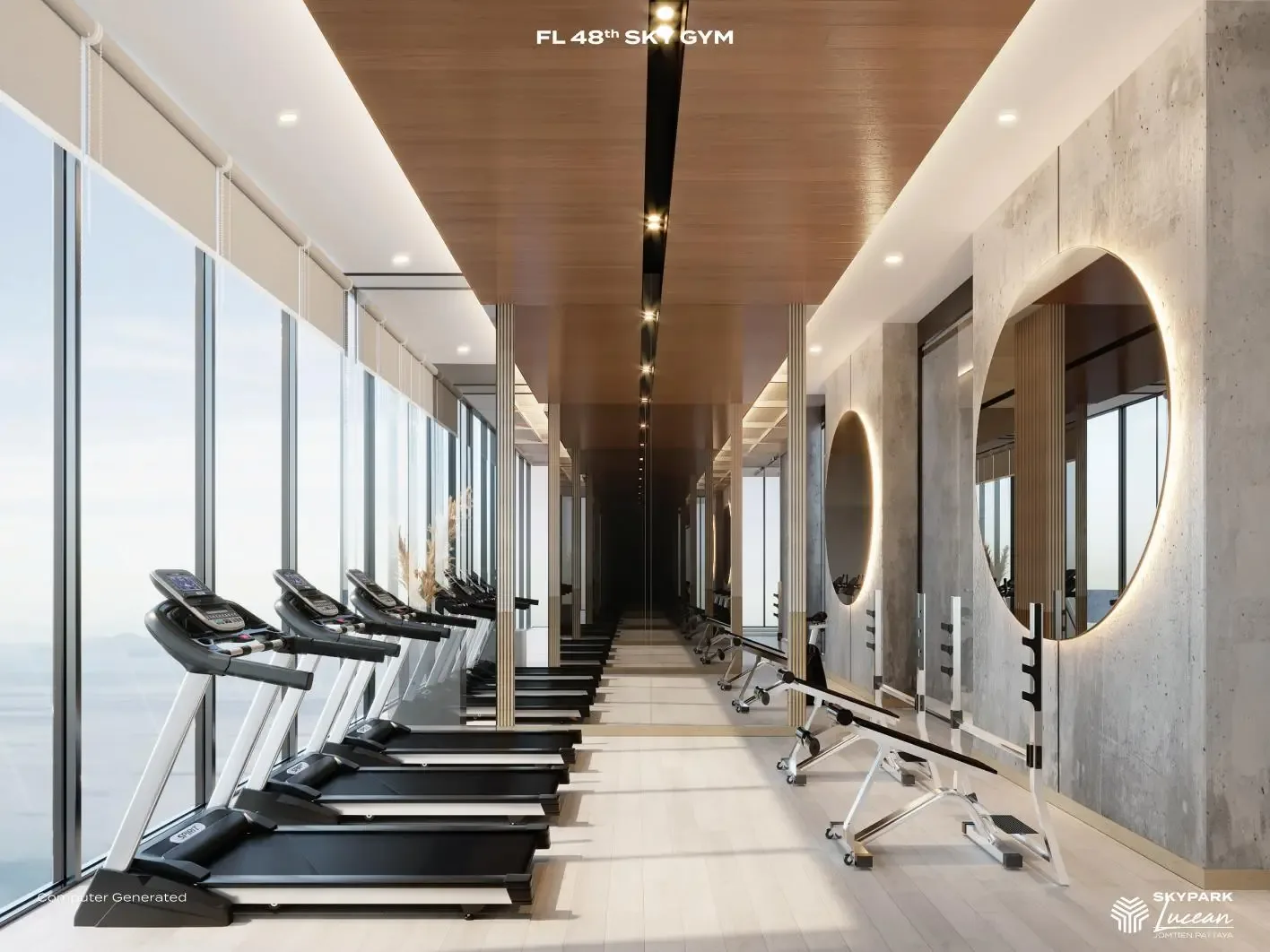 Спортзал на 48 этаже с видом на море, ЖК Skypark Lucean, Джомтьен