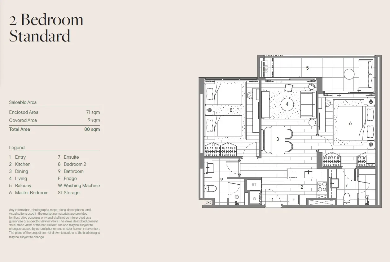 Планировка «2 спальни», Sudara Condominium