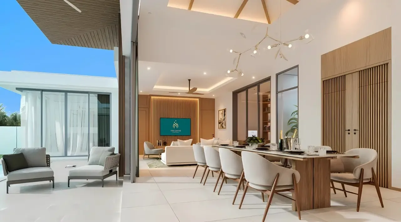 Столовая на восемь персон с выходом на террасу, The Ozone Campus Villa, Таланг, Пхукет