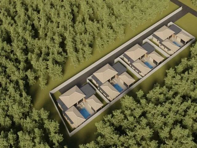Ряд вилл с бассейнами среди зелени, посёлок The Ozone Campus Villa, Таланг, Пхукет