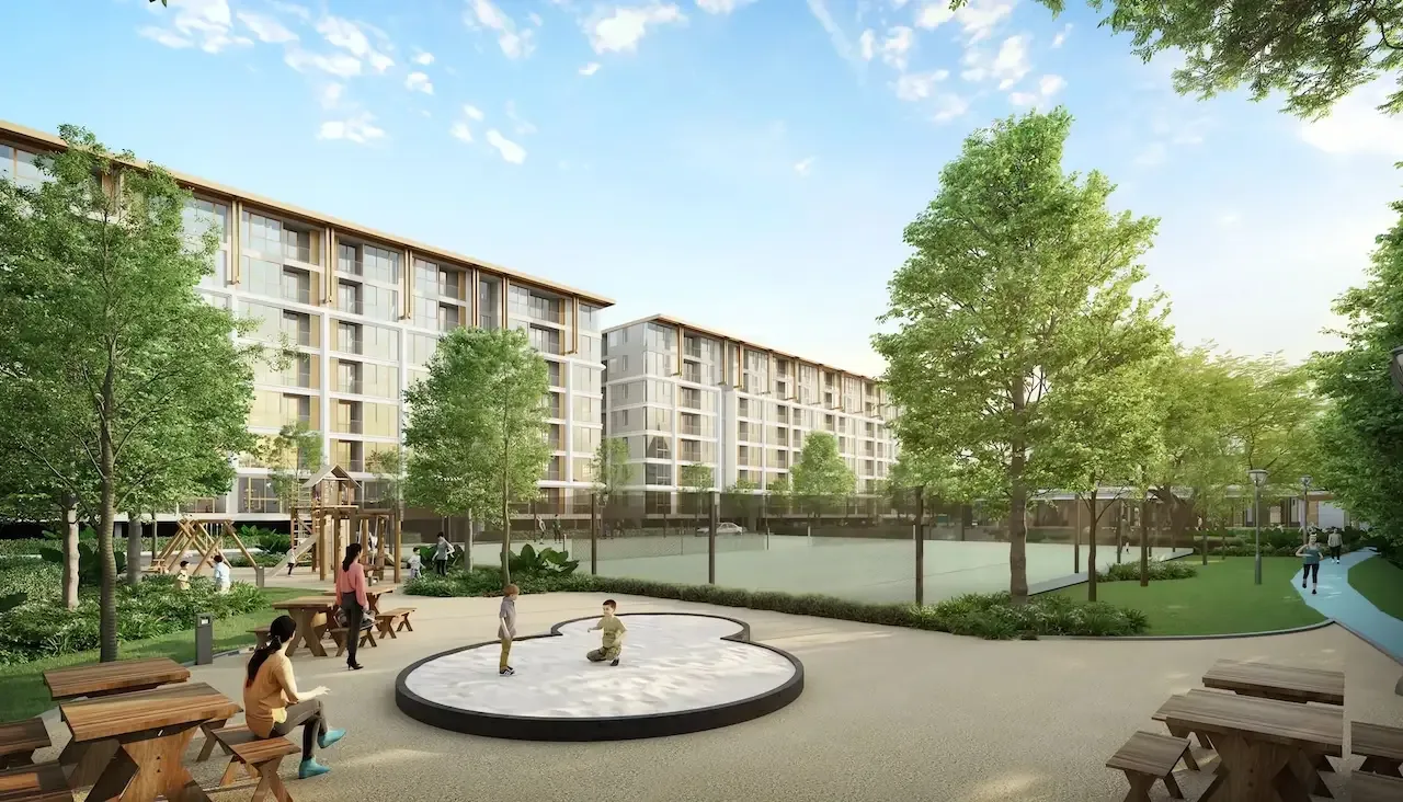 Детская площадка и зона отдыха у корта в The Ozone Oasis Condo, Банг-Тао, Пхукет