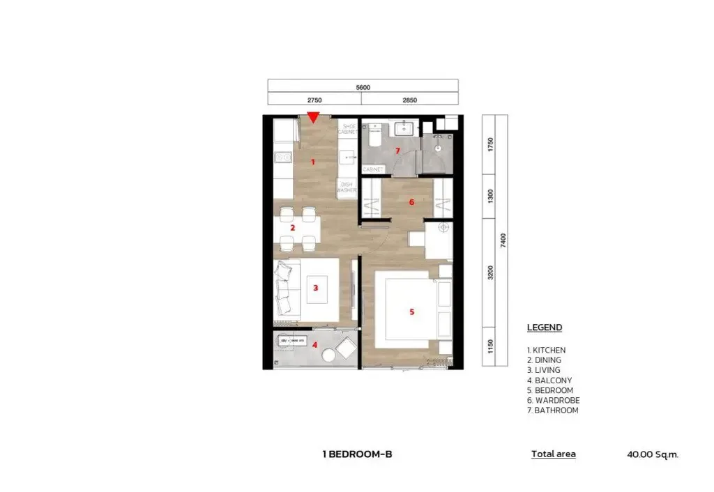 Планировка «1 спальня», The Ozone Oasis Condo