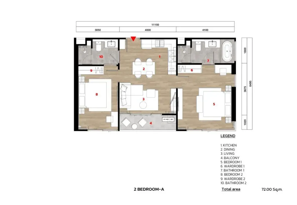 Планировка «2 спальни», The Ozone Oasis Condo
