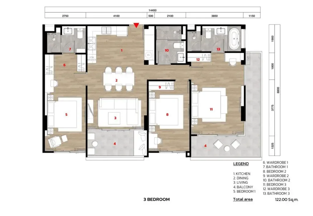 Планировка «3 спальни», The Ozone Oasis Condo