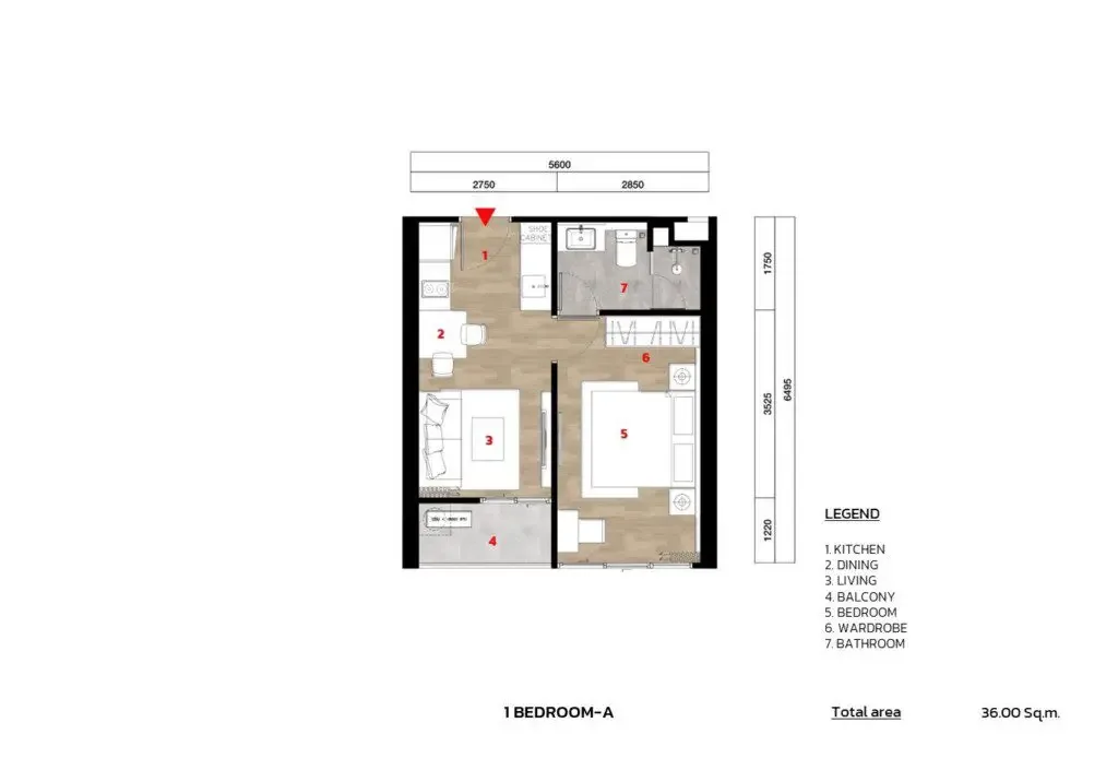 Планировка «1 спальня (вторичный рынок)», The Ozone Oasis Condo