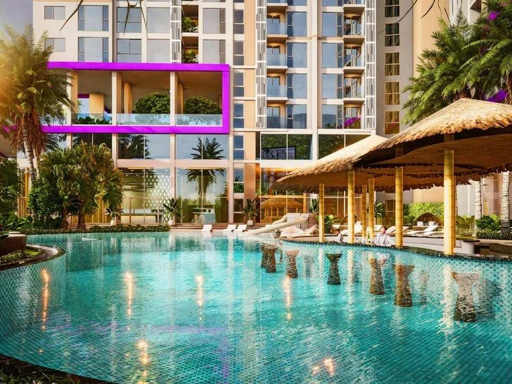 Бассейн с беседкой-баром на территории ЖК The Riviera Santa Monica
